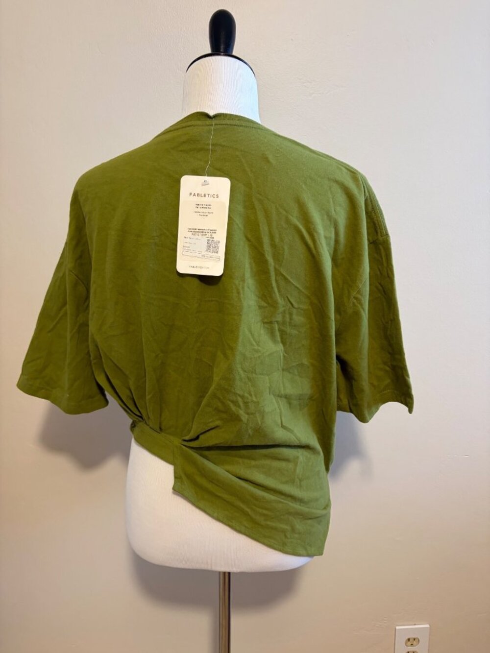 Fabletics Rue Tie T-Shirt Olive XS 100% Cotton Casual Tie Detail w/Defects NWT - Picture 3 of 5